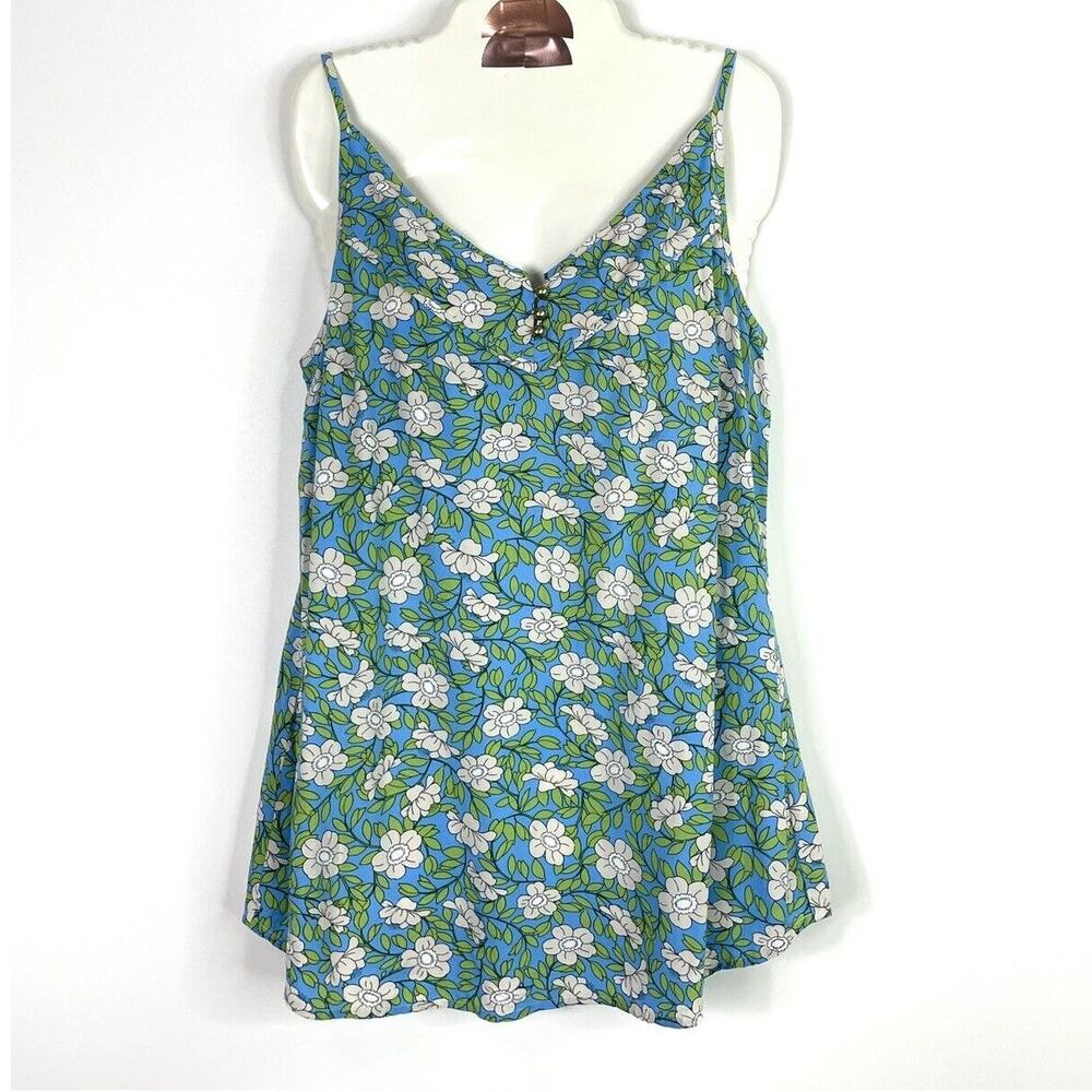 Cabi Cottonwood Tank Top Womens Size Small Blue Floral Spaghetti Strap #5214